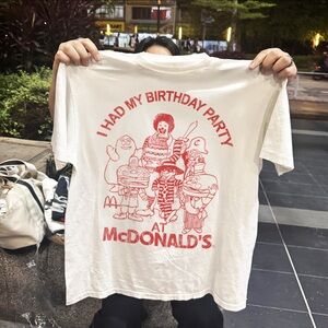 VINTAGE reproduction McDonalds birthday oversized t-shirt printed on Shakawear